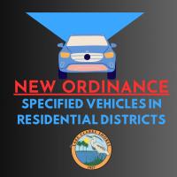 flyer with car reading new ordinance about residential vehicles