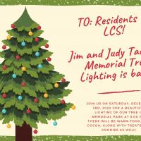 Christmas card template of advertising memorial tree lighting for LCS