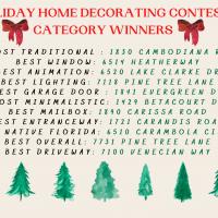 poster announcing holiday home decorating contest winners