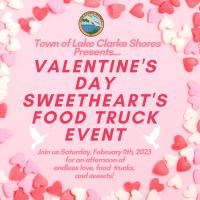 Pin poster ordinated with candy hearts advertising valentine's day food truck event