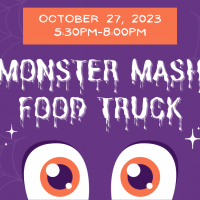 Monster Mash Food Truck with purple background and big monster eyes