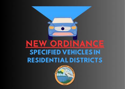 flyer with car reading new ordinance about residential vehicles