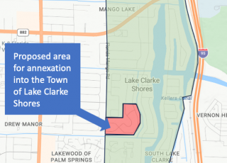 Map of Lake Clarke Shores indicating proposed annexation area.