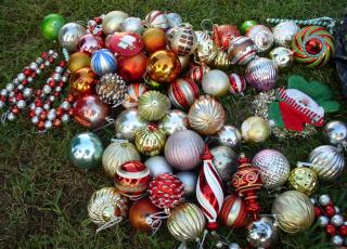 Tree ornaments on the grass